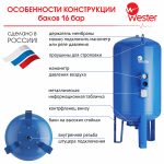 Гидроаккумулятор WESTER WAV 500л 16 бар