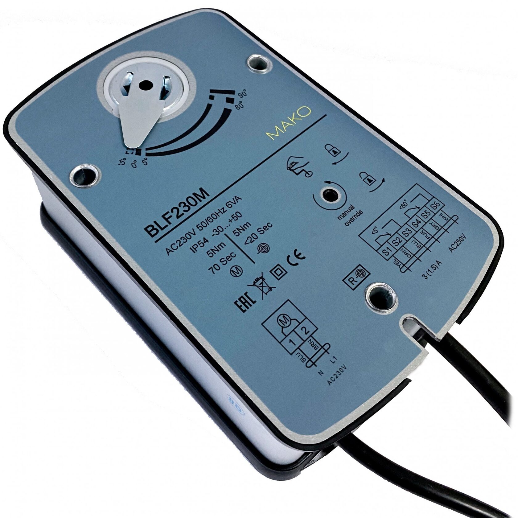 Электропривод BLF230M (5Hm) с возвратной пружиной для противопожарных клапанов